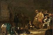 Simon Kick Soldiers in a Barn oil painting